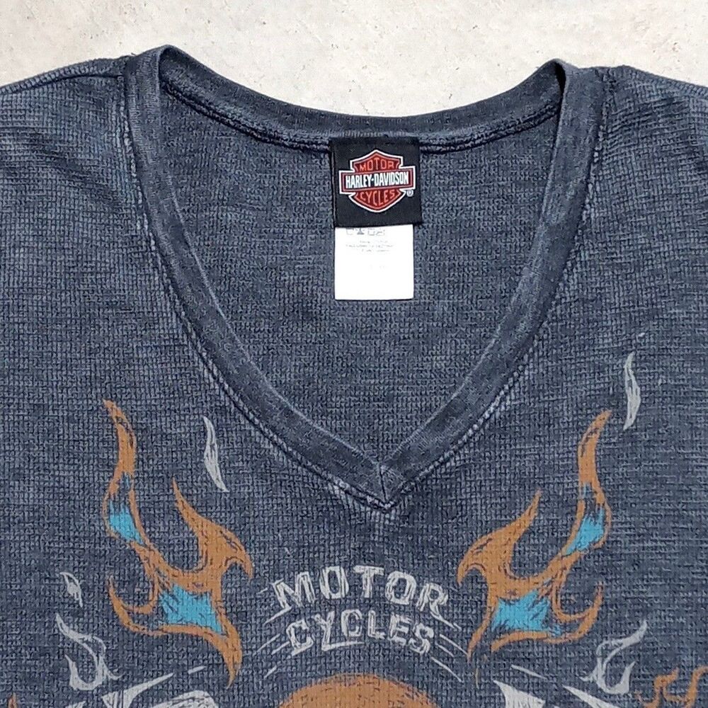 Harley-Davidson Waffle V-Neck Shirt Size XL Winston-Salem NC Top Weave Thermal - Picture 3 of 9